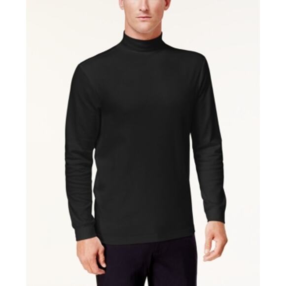 Club Room Mens Solid Mock-Neck Shirt Deep Black XL - Picture 1 of 1